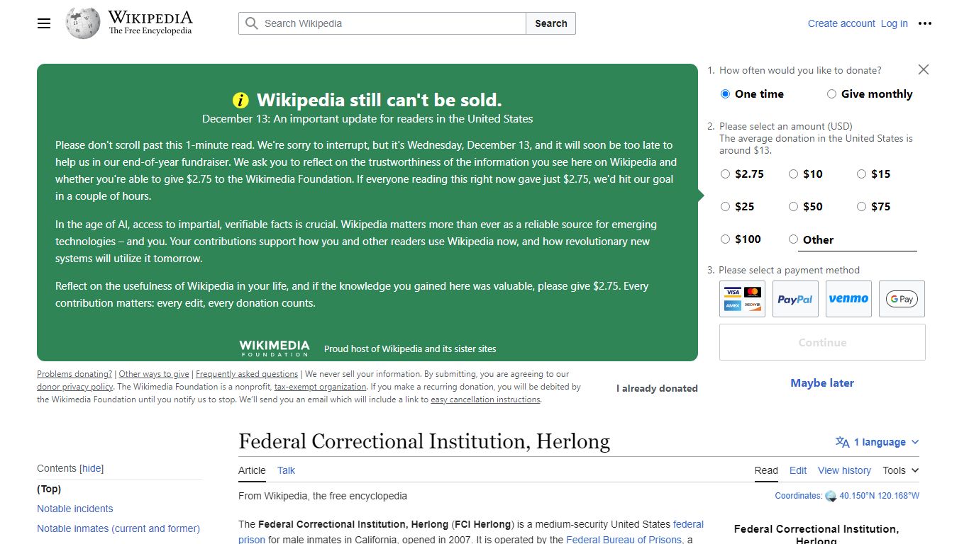 Federal Correctional Institution, Herlong - Wikipedia